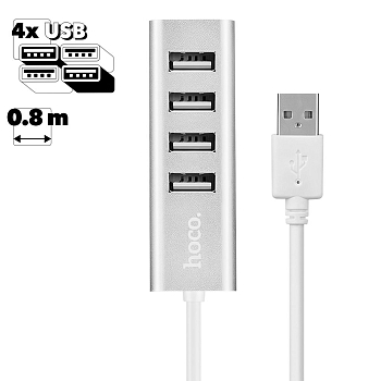 USB Хаб HOCO HB1 4хUSB (серебро)
