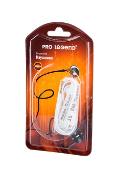 Наушники Pro Legend Sound LP5026 с микрофоном вставные (затычки), закрытые, 1м. разъем 3.5мм, белые, BL1