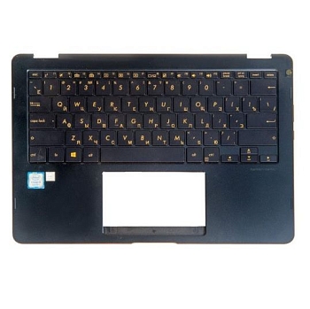 Клавиатура с топкейсом для ноутбука Asus UX370UA, синяя, с подсветкой, с разбора