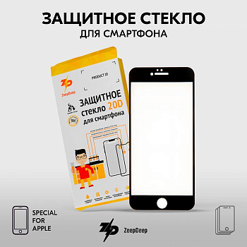 Защитное стекло 20D для телефона Apple iPhone 6 Plus, 6S Plus, Full Glue ZeepDeep 20D, черное