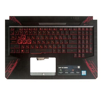 Клавиатура для ноутбука Asus ROG GL503V, GL503VD с топкейсом, черная, с красной подсветкой, с разбора