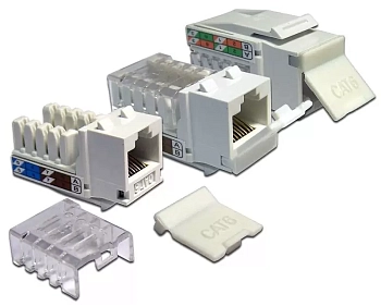 Модуль Keystone, RJ45, кат.6, UTP, 90 градусов, со встроенной шторкой, белый, LAN-OK45U6/90P-WH