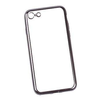 Силиконовый чехол "LP" для Apple iPhone 7, 8 TPU (прозрачный с черной хром рамкой) (европакет)