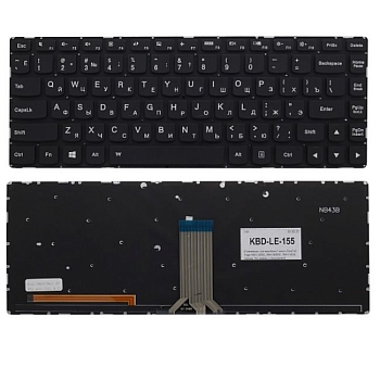 Клавиатура для ноутбука Lenovo IdeaPad Yoga 500-14IBD, 500-14IHW, 500-14ISK черная, без рамки, с подсветкой