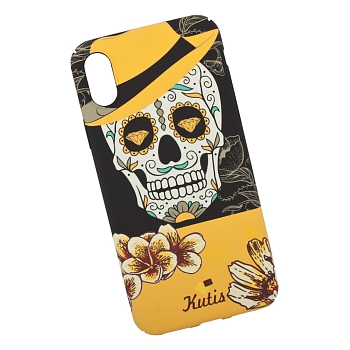 Защитная крышка для Apple iPhone X "KUtiS" Skull BK-7 Los Muertos Hombre (черная с оранжевым)