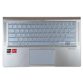 Клавиатура с топкейсом для ноутбука Asus UX431DA, бронзовая, серебристые кнопки, с тачпадом, с подсветкой (с разбора)
