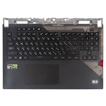 Клавиатура с топкейсом для ноутбука Asus G733QR, с подсветкой, с тачпадом , чёрный, с разбора
