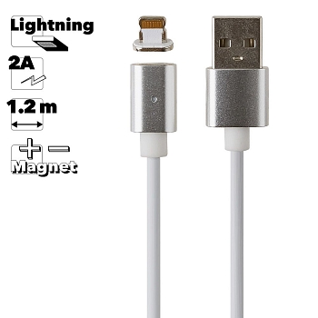 USB Дата-кабель Magnetic Cable магнитный Charge&Sync для Apple 8-pin (белый, коробка)