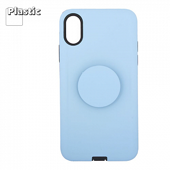 Защитная крышка "LP" для iPhone X, Xs "PopSocket Case" (голубая, коробка)