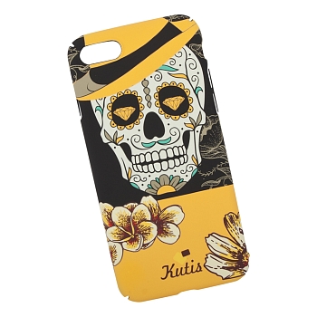 Защитная крышка для Apple iPhone 8, 7 "KUtiS" Skull BK-7 Los Muertos Hombre (черная с оранжевым)