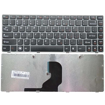 Клавиатура для ноутбука Lenovo IdeaPad Z450, Z460, Z460A, Z460G, черная, рамка серая